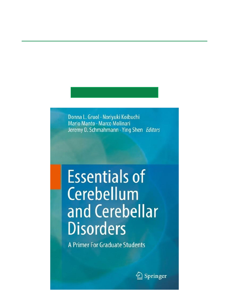 Essentials of Cerebellum and Cerebellar Disorders A Primer For Graduate ...