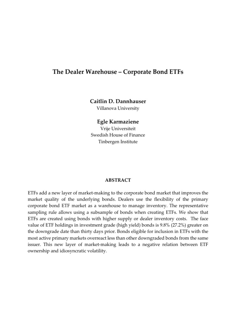 Corporate Bond ETFs and Market Making | PDF | Bonds (Finance ...