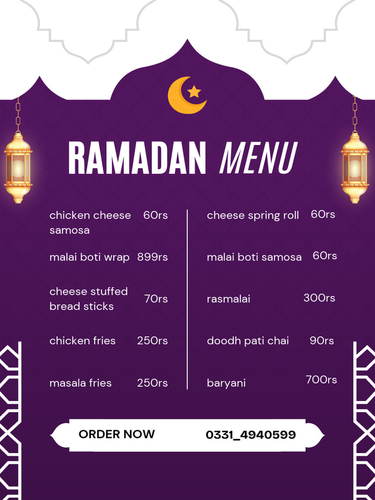 Purple and White Illustrative Ramadan Menu | PDF