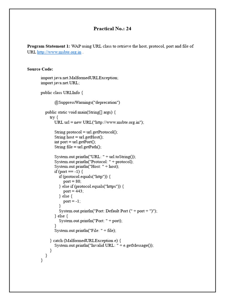 URL Class Usage in Java | PDF