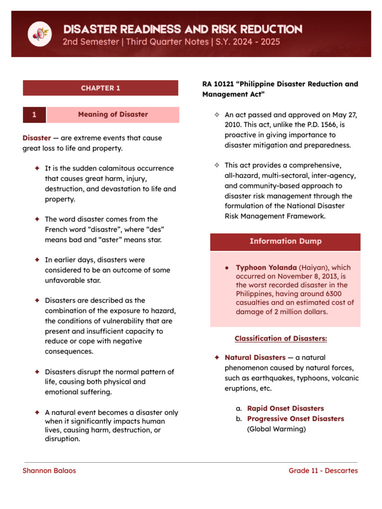 Disaster Risk Reduction - Third Quarter Notes | PDF | Volcano | Hazards