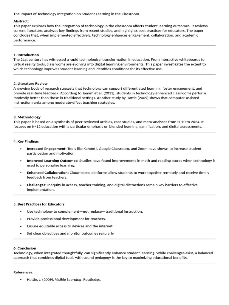 Technology Integration's Impact on Learning | PDF | Learning | Behavior ...