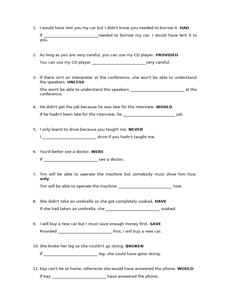 Conditional Sentences Practice Exercises | PDF