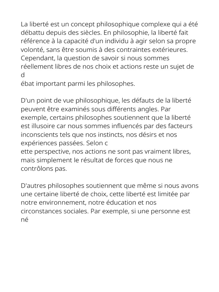 La liberté en philosophie : enjeux et débats | PDF