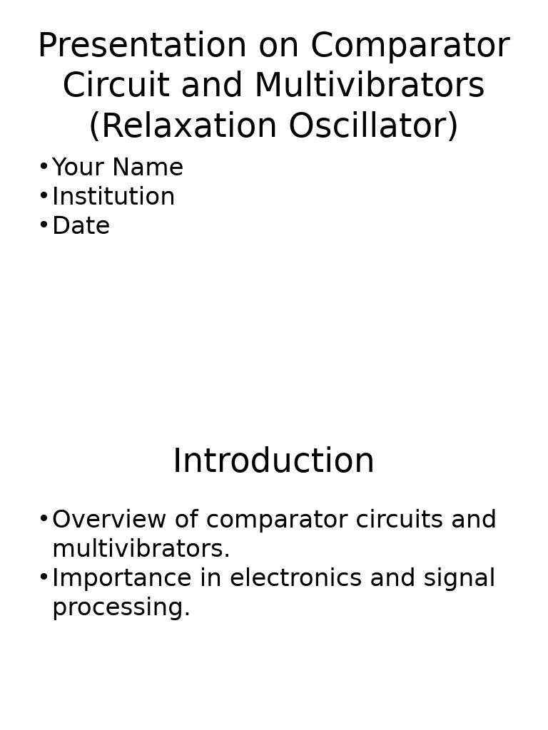 Comparator Circuits & Multivibrators Guide | PDF