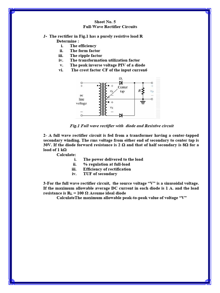 5 Power+Electronic FW Sheet+5 | PDF | Rectifier | Electricity