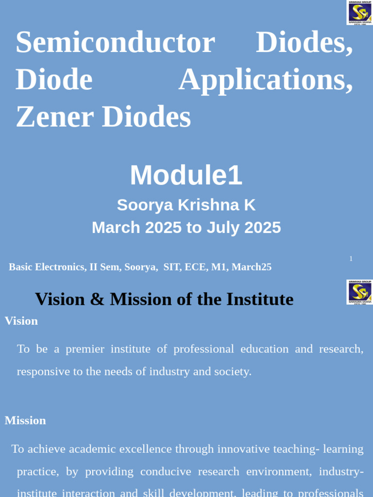 Module1SemicoductorDiodes DiodeApplications ZenerDiode | PDF ...