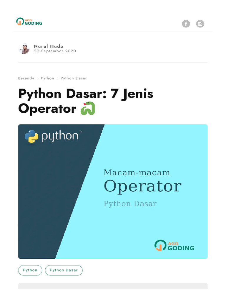 Jenis-jenis Operator dalam Python | PDF