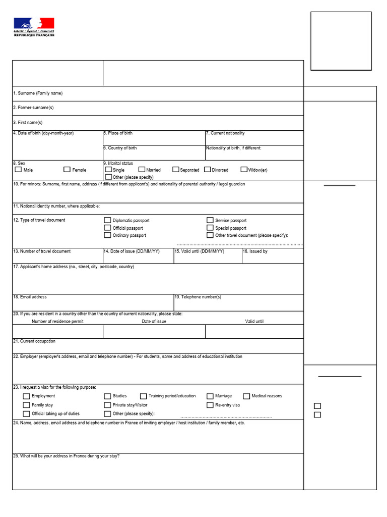 Long-Stay Visa Application Form France | PDF | Travel Visa | Passport