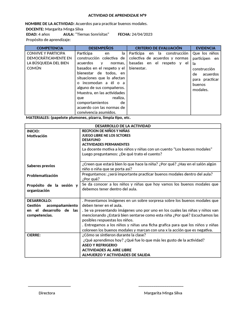 Actividad de Aprendizaje Del Lunes 24 Al 28 de Abril 2023 | PDF | Salón ...