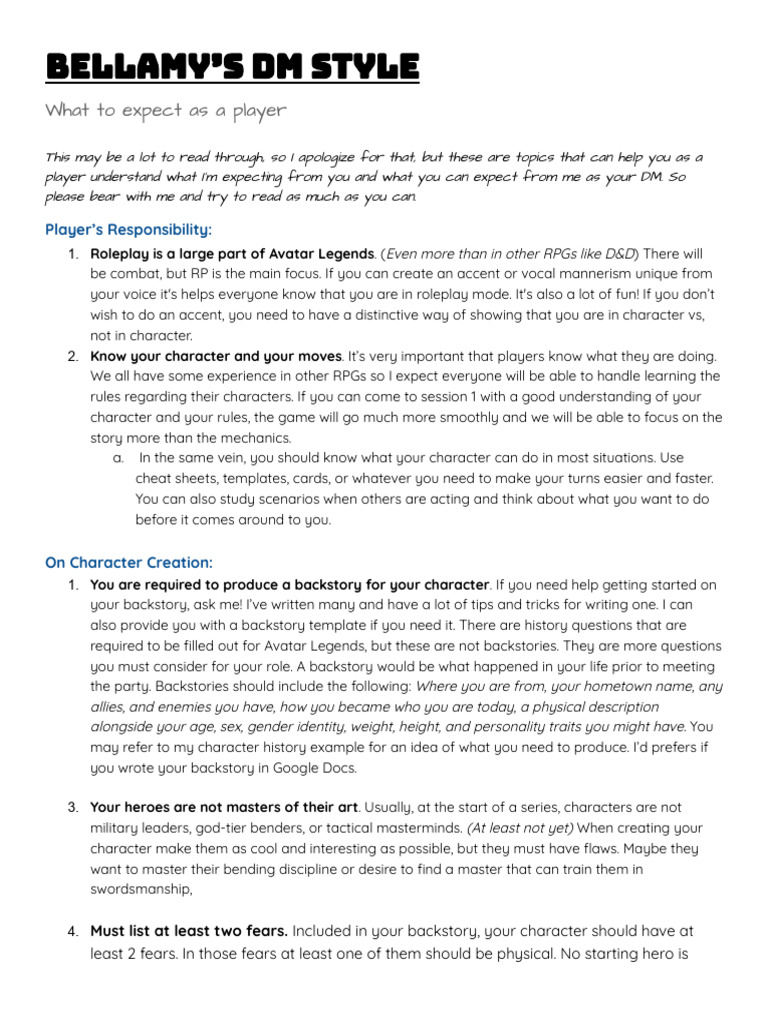 Bellamy's Avatar Legends DM Guide | PDF | Role Playing Games