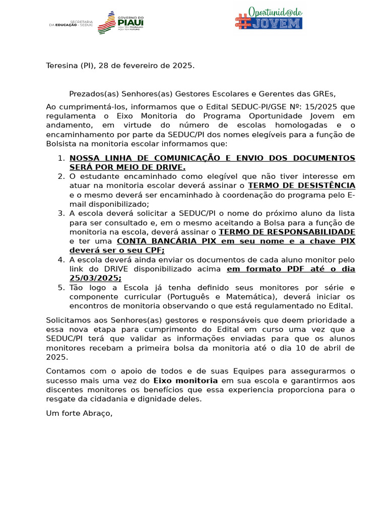 Instrumentais Monitoria Egresso 2025 | PDF | Pedagogia