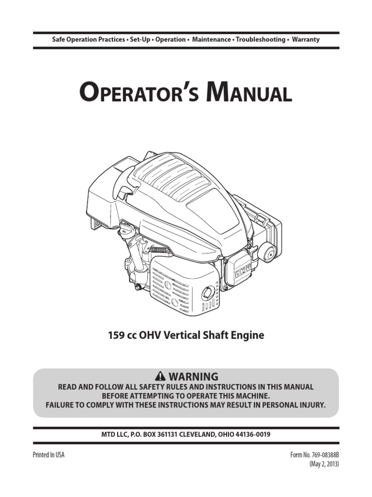 Perator S Anual: 159 CC Ohv Vertical Shaft Engine | PDF | Gasoline ...