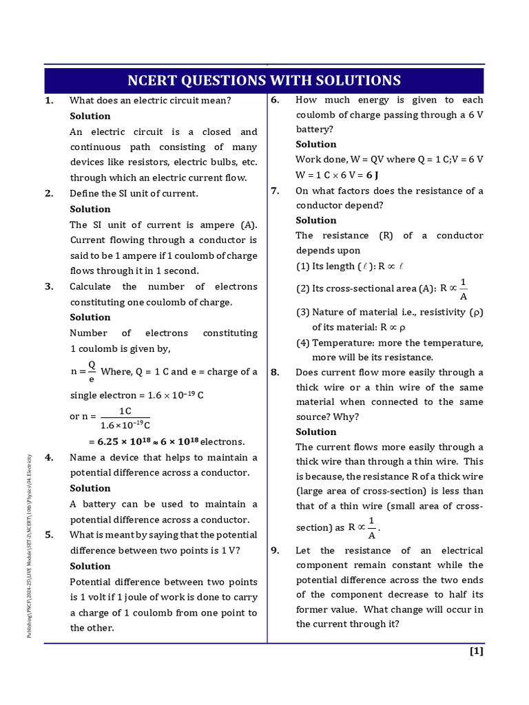 Electricity Concepts and Calculations | PDF | Series And Parallel ...
