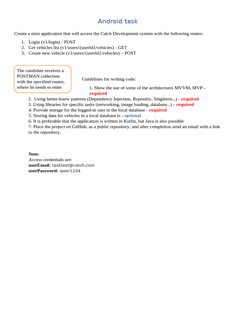 Android Developer - Test Task in English | PDF
