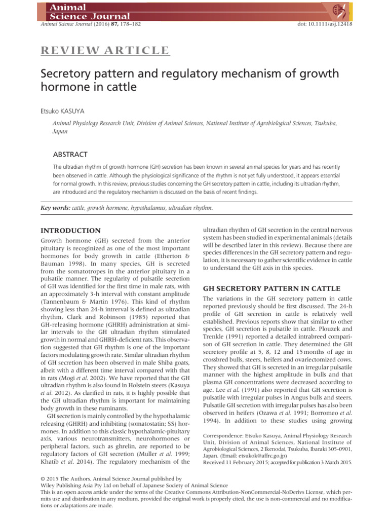 Kasuya - Secretory Pattern and Regulatory Mechanism of Growth Hormone ...
