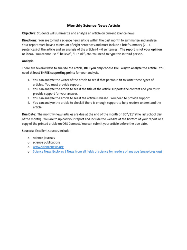 Monthly Science New Article | PDF | News | Public Sphere