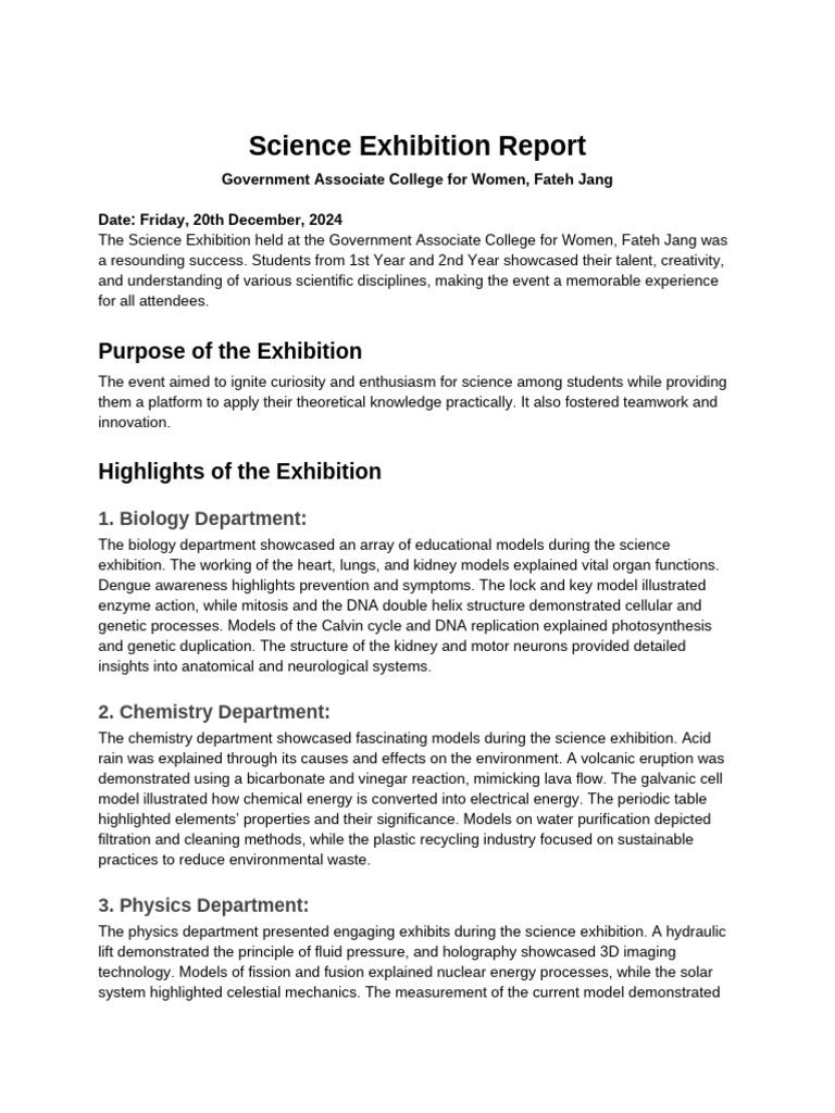 Science Exhibition GACW FJ 20 Dec | PDF | Science | Mathematics