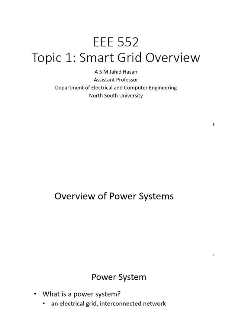 Topic 1 - Smart Grid Overview - 3 | PDF | Electrical Grid | Smart Grid