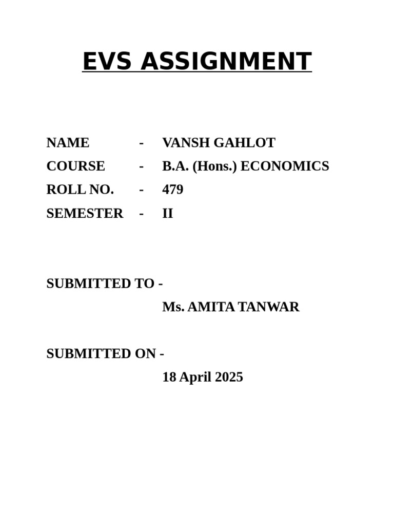EVS - Eco Hons - Sem 2 - Assignment | PDF | Climate Change | Climate ...