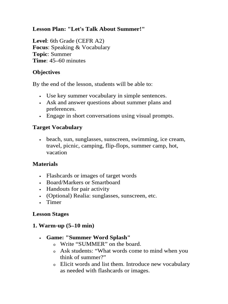 Lesson Plan 6th Graders Primary Paraiso May 12th-May 16th 24-25 | PDF ...