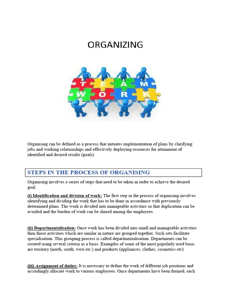 Steps and Importance of Organizing in Management | PDF | Hierarchy ...