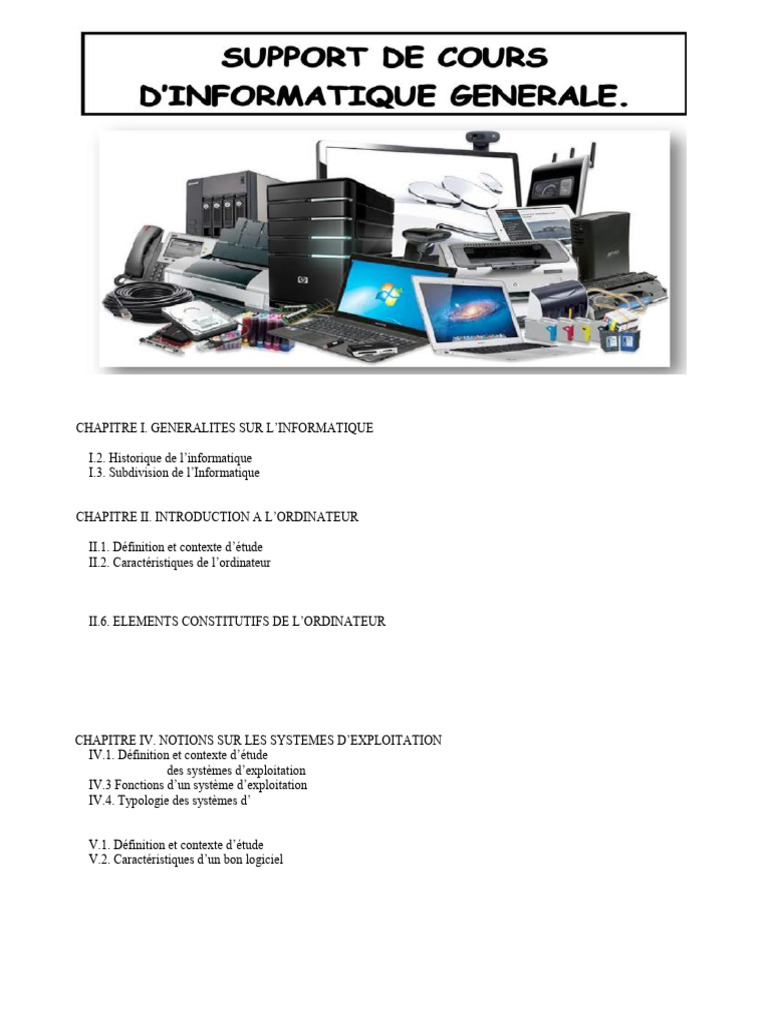 Cours d'Informatique Générale | PDF | Informatique | Langage de ...
