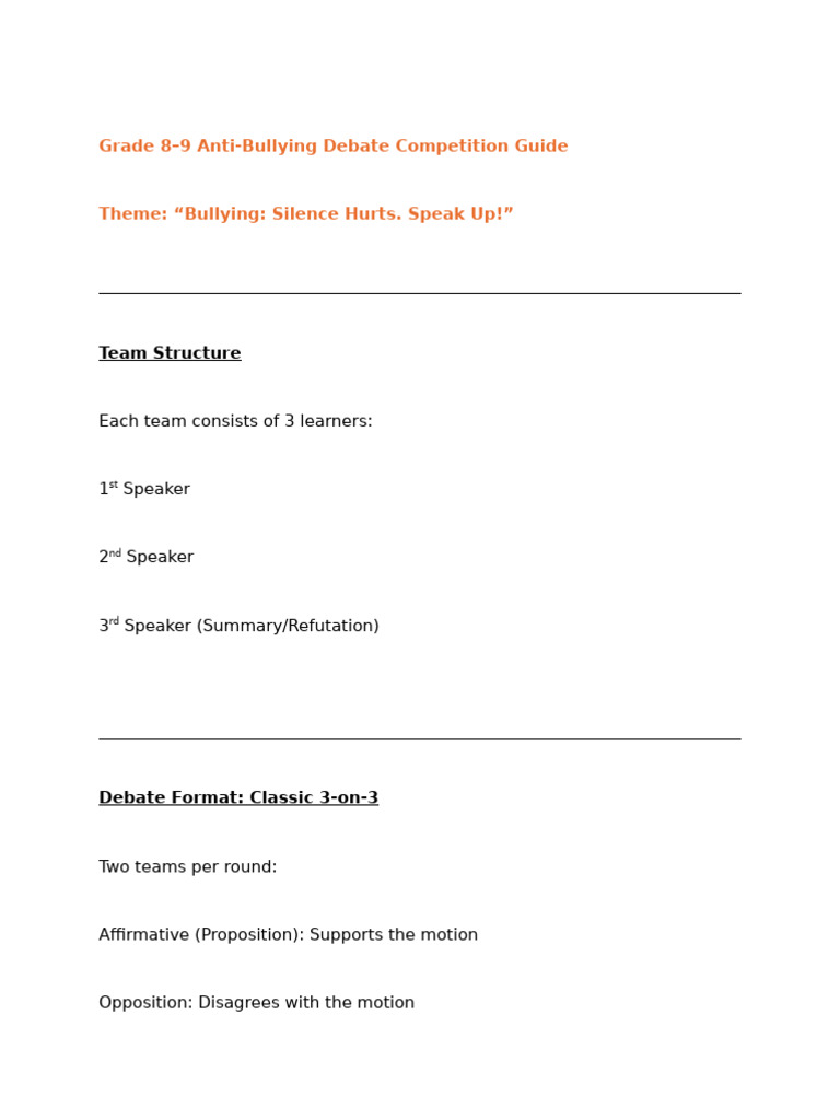 Grade 8 -9 debate competition | PDF | Argument