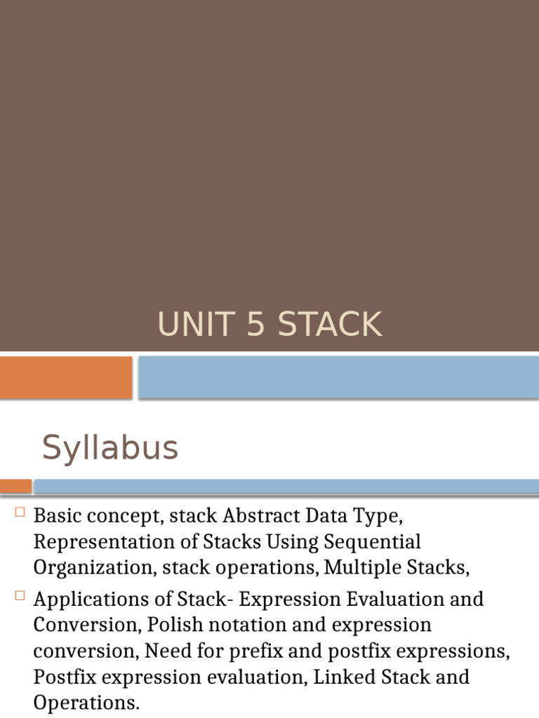 Unit 5 Stack | PDF | Integer (Computer Science) | Algorithms