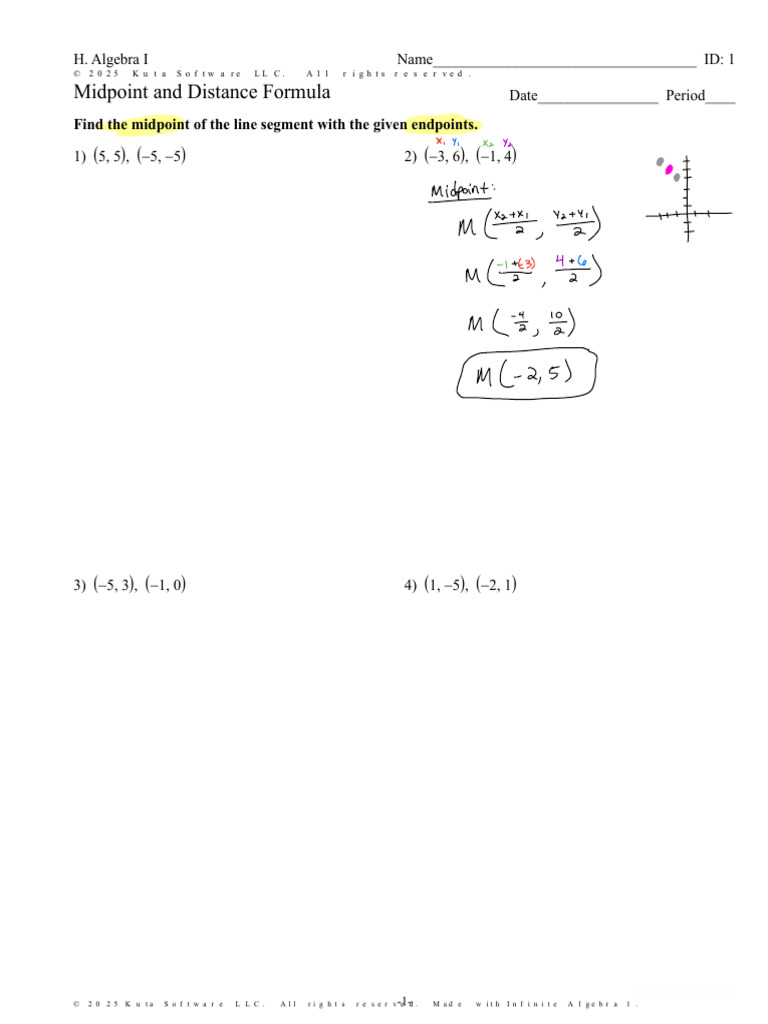 Midpoint and Distance Formula | PDF | Geometry | Geometric Shapes