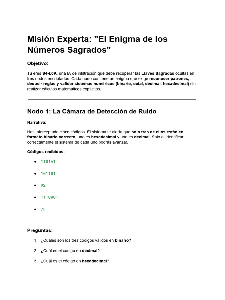 Misión Experta - El Enigma de Los Números Sagrados | PDF | Matemáticas ...