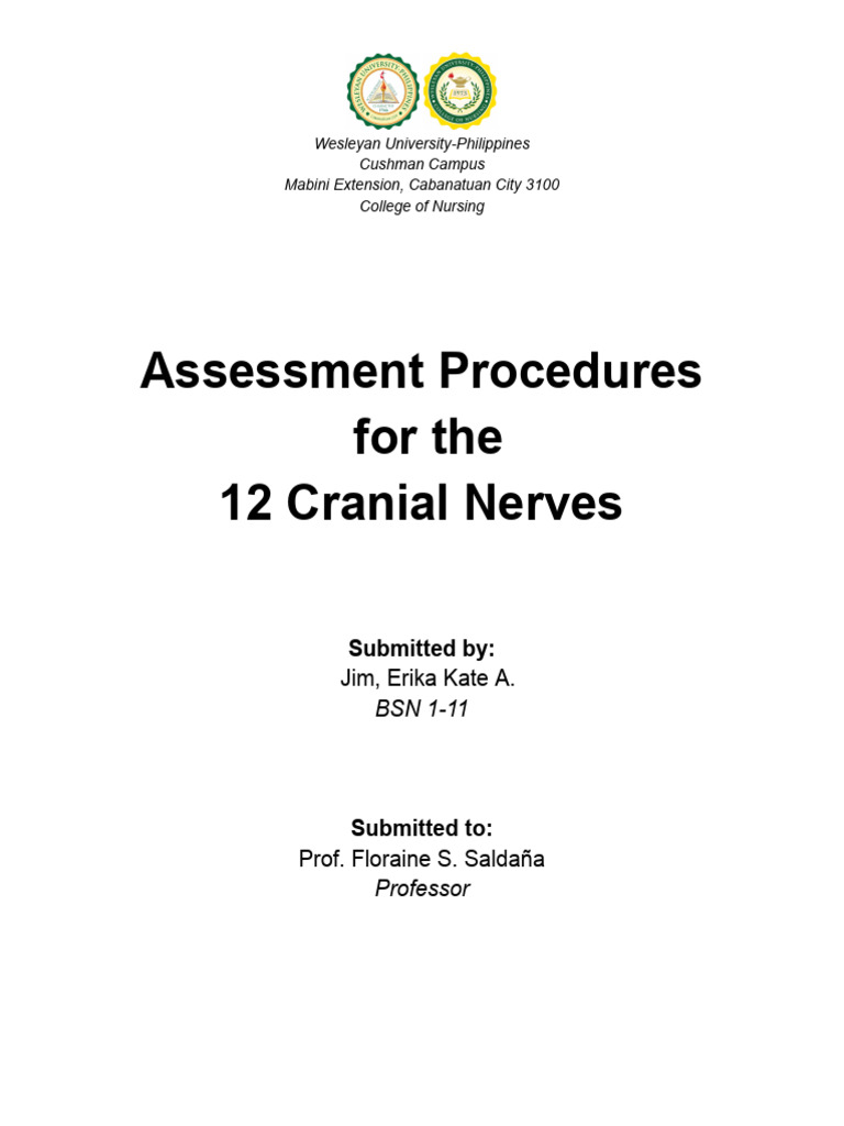Jim - Assessment of Cranial Nerve | PDF | Human Head And Neck | Nervous ...