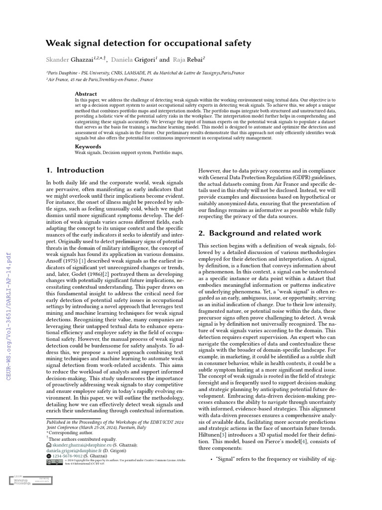Weak Signal Detection in Safety Management | PDF | Machine Learning ...