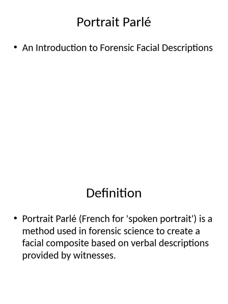 Forensic Applications of Portrait Parlé | PDF