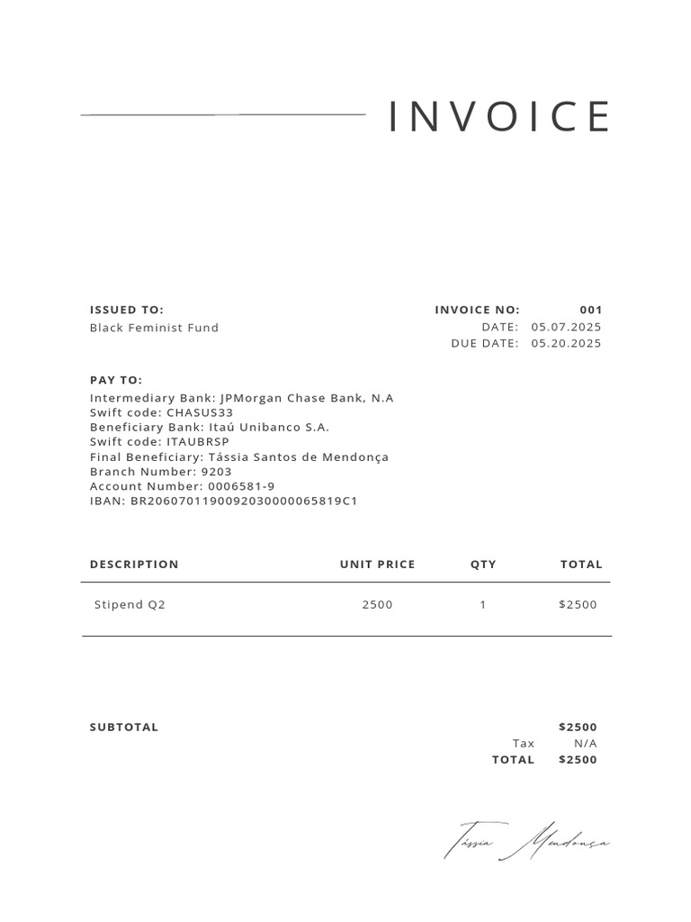 Simple Minimalist Business Invoice | PDF