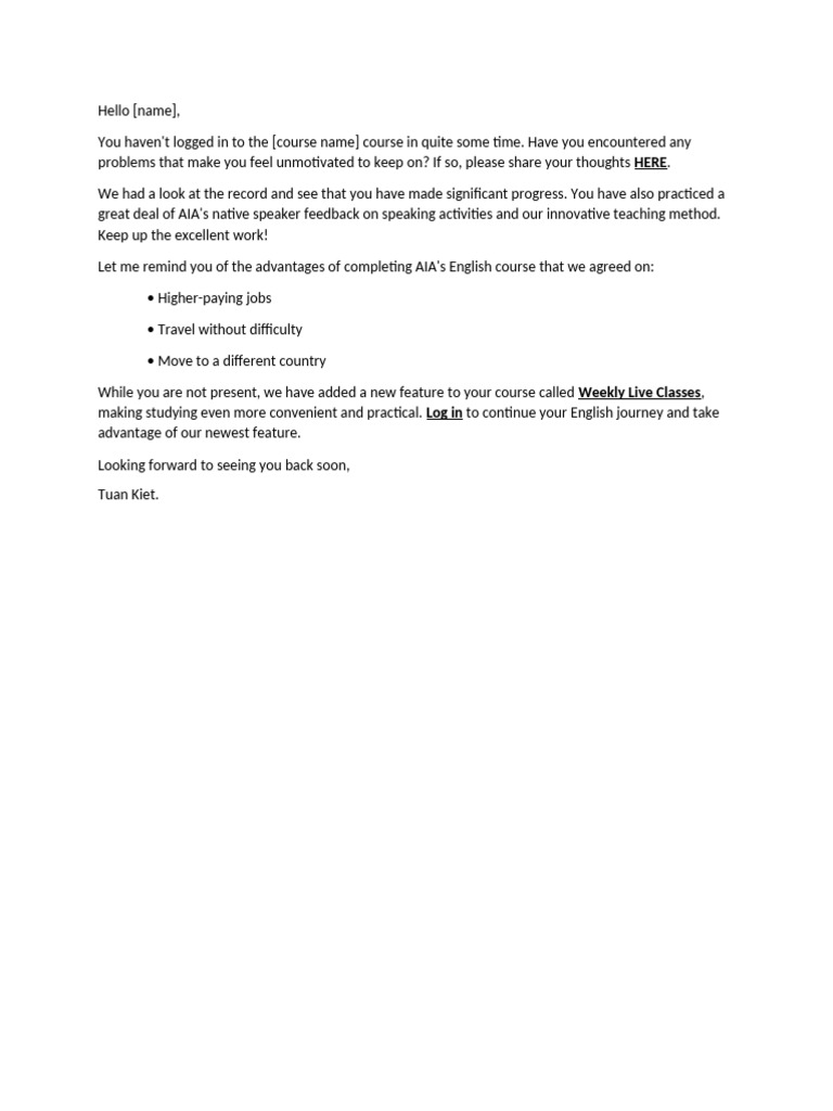 Reignite Your AIA English Course Journey | PDF