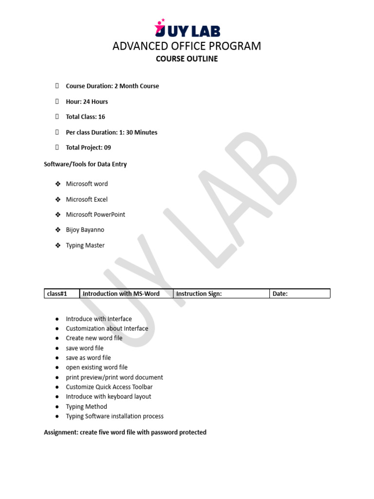 Advance MS Office Program Details Course Moudle.docx | PDF | Microsoft ...