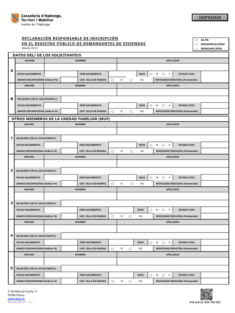 Declaración Responsable Registro Vivienda | PDF