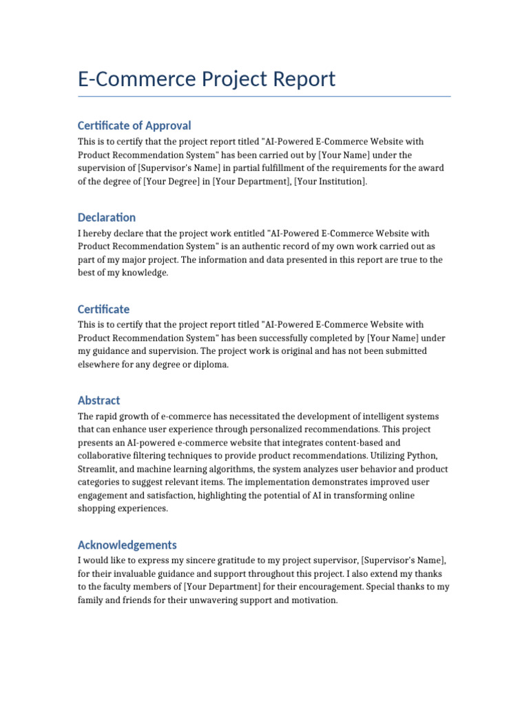 Ecommerce Project Report | PDF | Computing | Information Technology