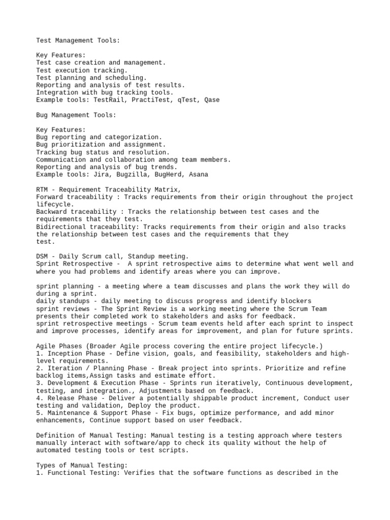 Test and Bug Management Tools Guide | PDF | Software Testing | Scrum ...