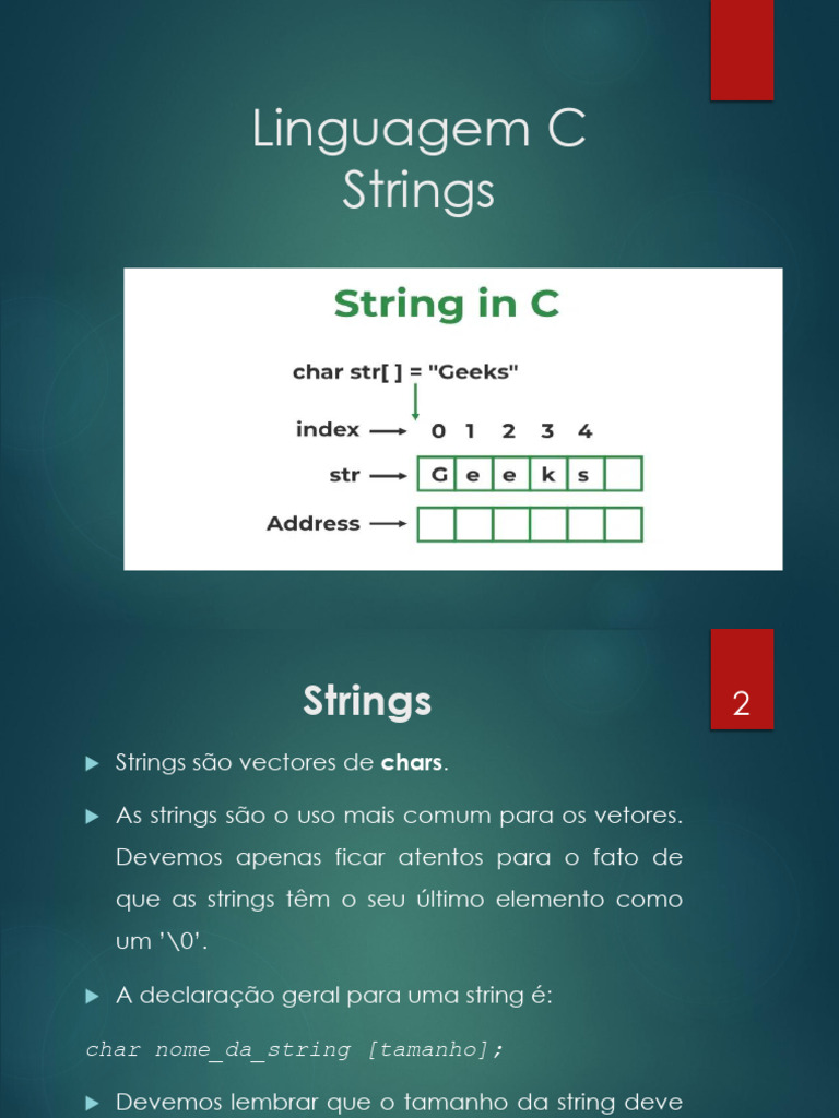 Aula12 LinguagemC Strings | PDF | Ponteiro (programação de computadores ...