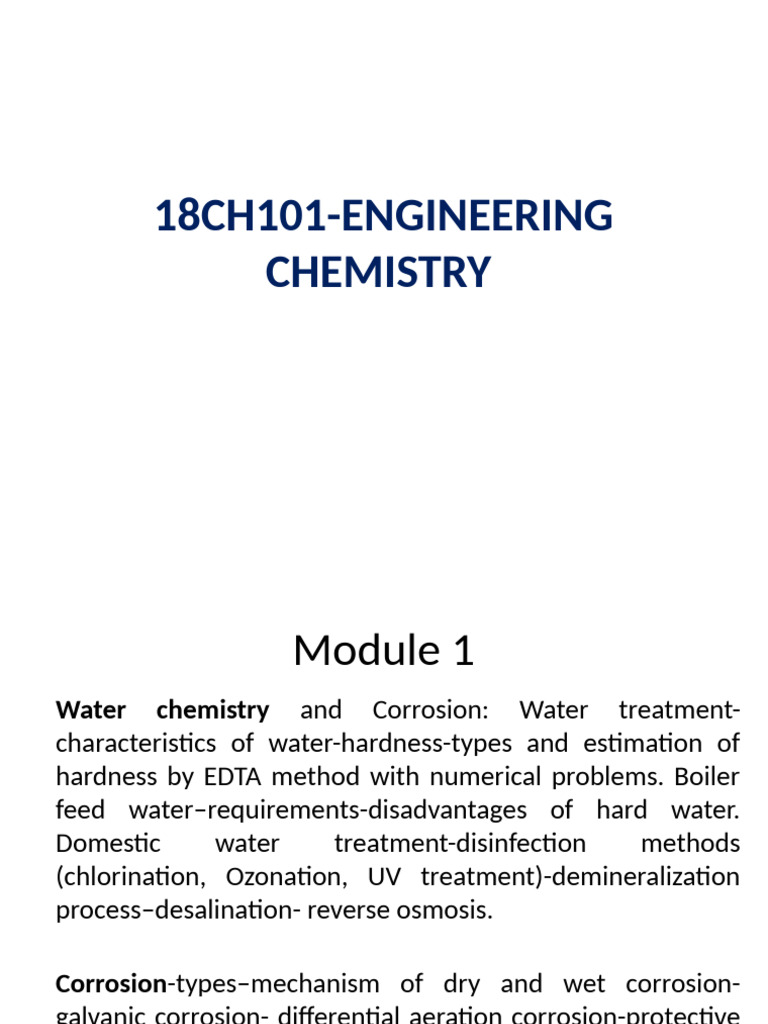 18ch101-Engineering Chemistry | PDF | Corrosion | Electrochemistry
