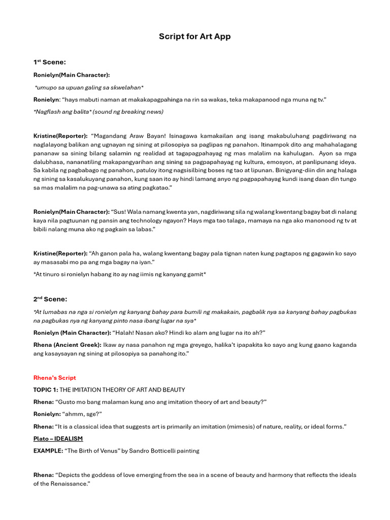 Script For Art App | PDF