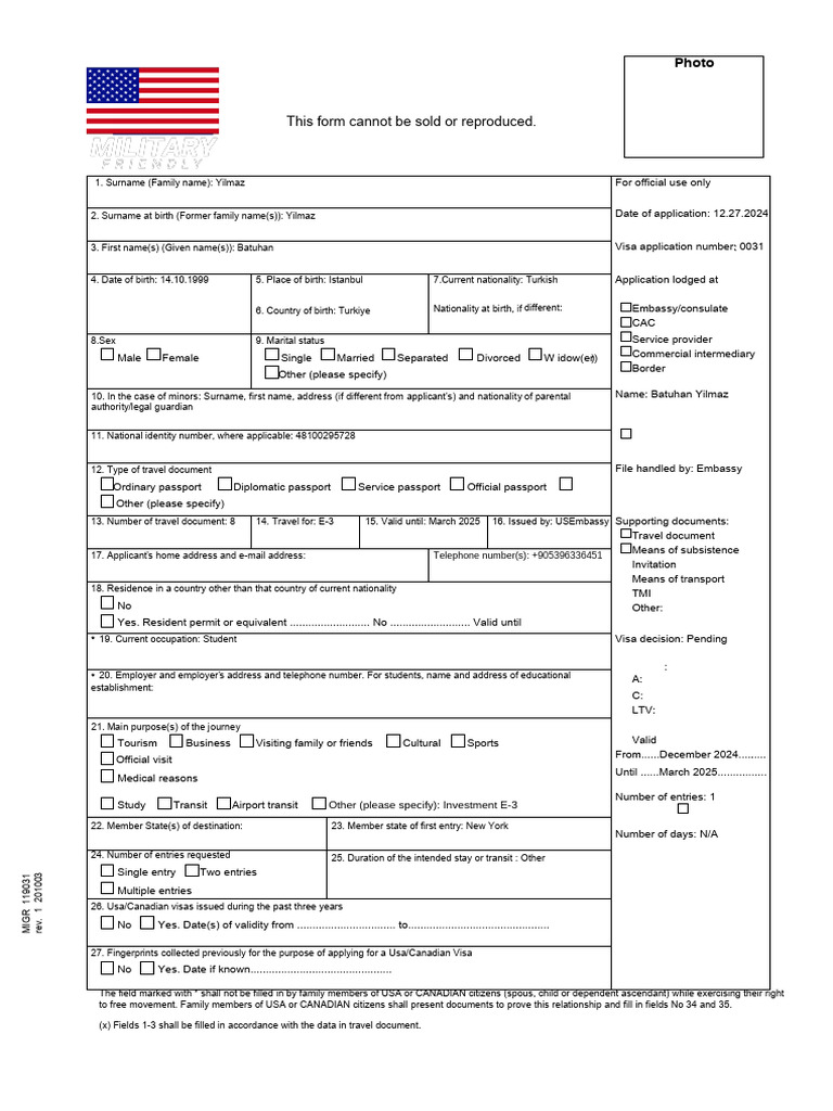Ilide - Info Visa Form PDF Format PR | PDF | Travel Visa | Government ...