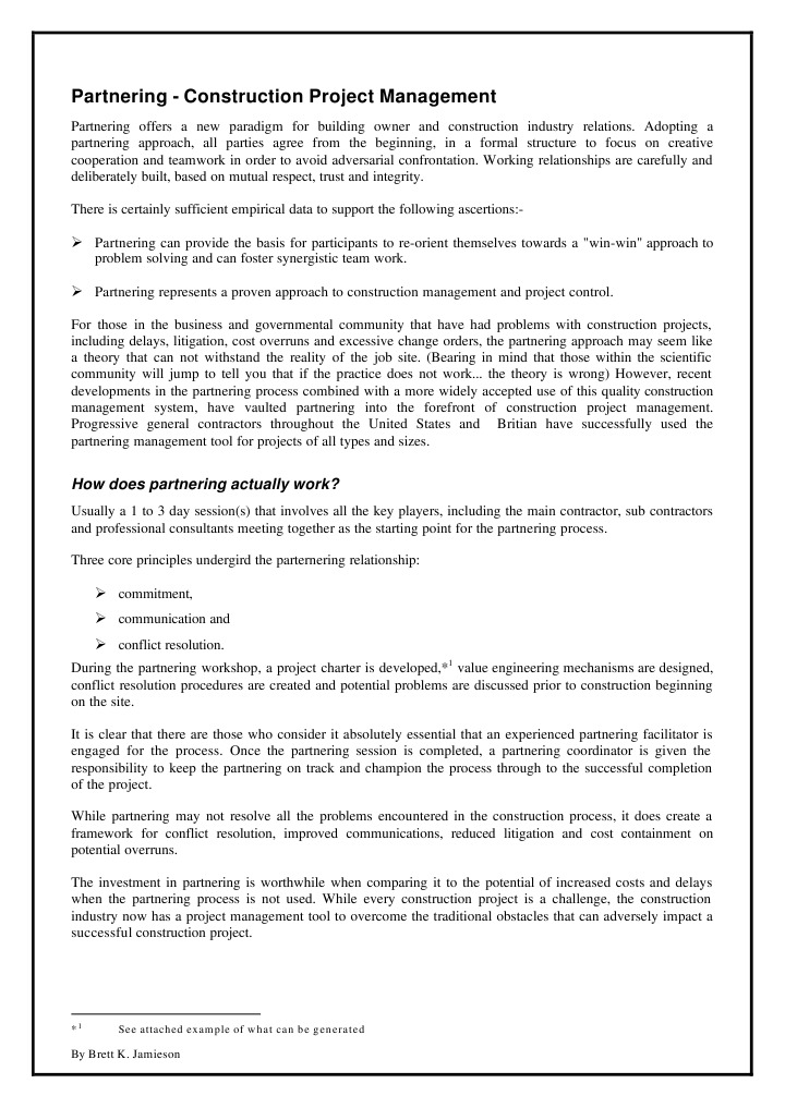 Partnering in Construction Management | PDF | Conflict Resolution ...