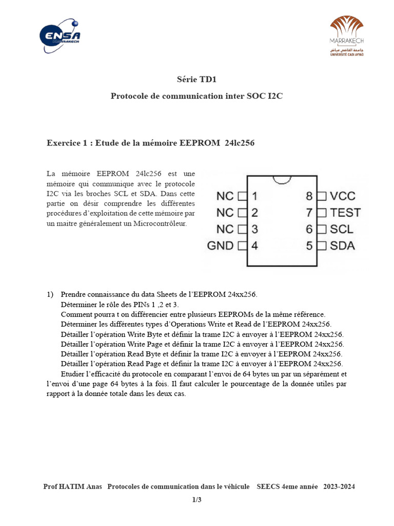 Protocole I2C et EEPROM 24lc256 en C | PDF | Biens manufacturés ...