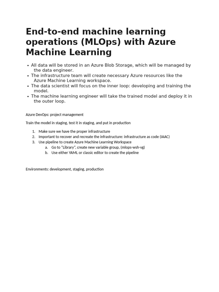 End-To-End Machine Learning Operations (Mlops) With Azure Machine ...