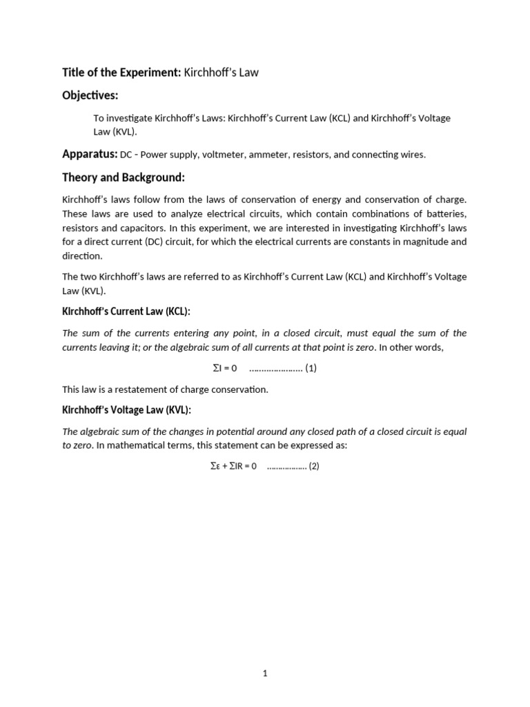Kirchhoff's+Law+ +online+ +PHET | PDF | Voltage | Electrical Network