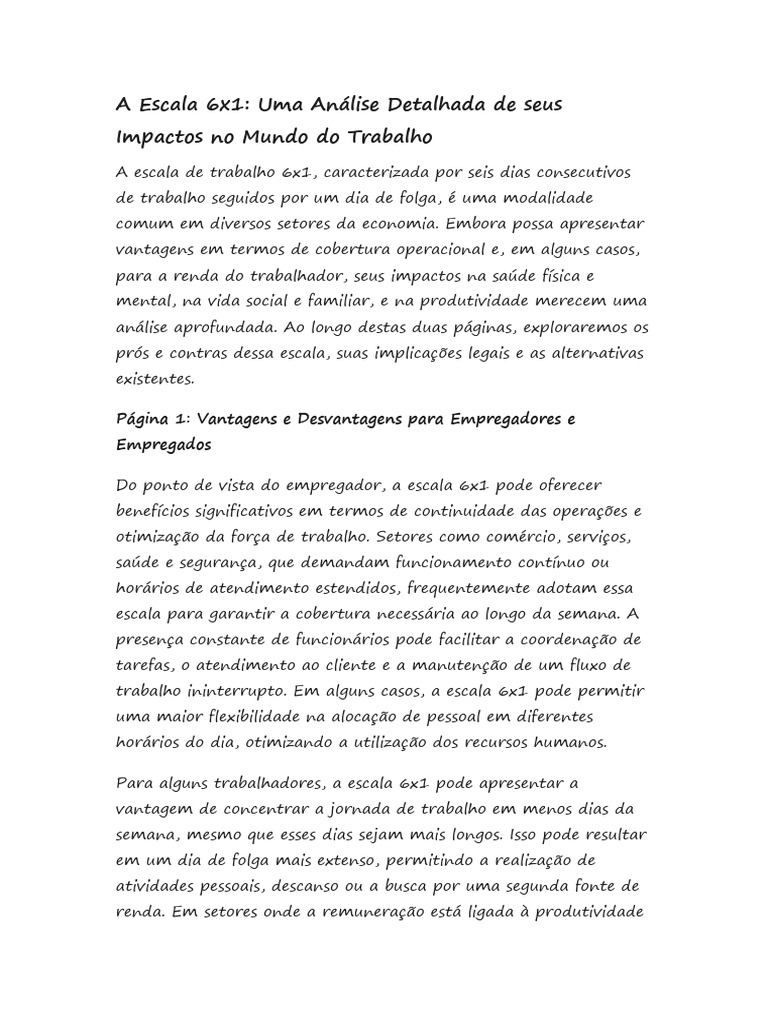 Análise da Escala 6x1 no Trabalho | PDF | Expediente | Economia