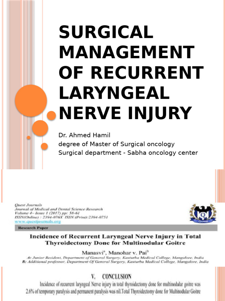 Surgical Managment of RLN Injury | PDF